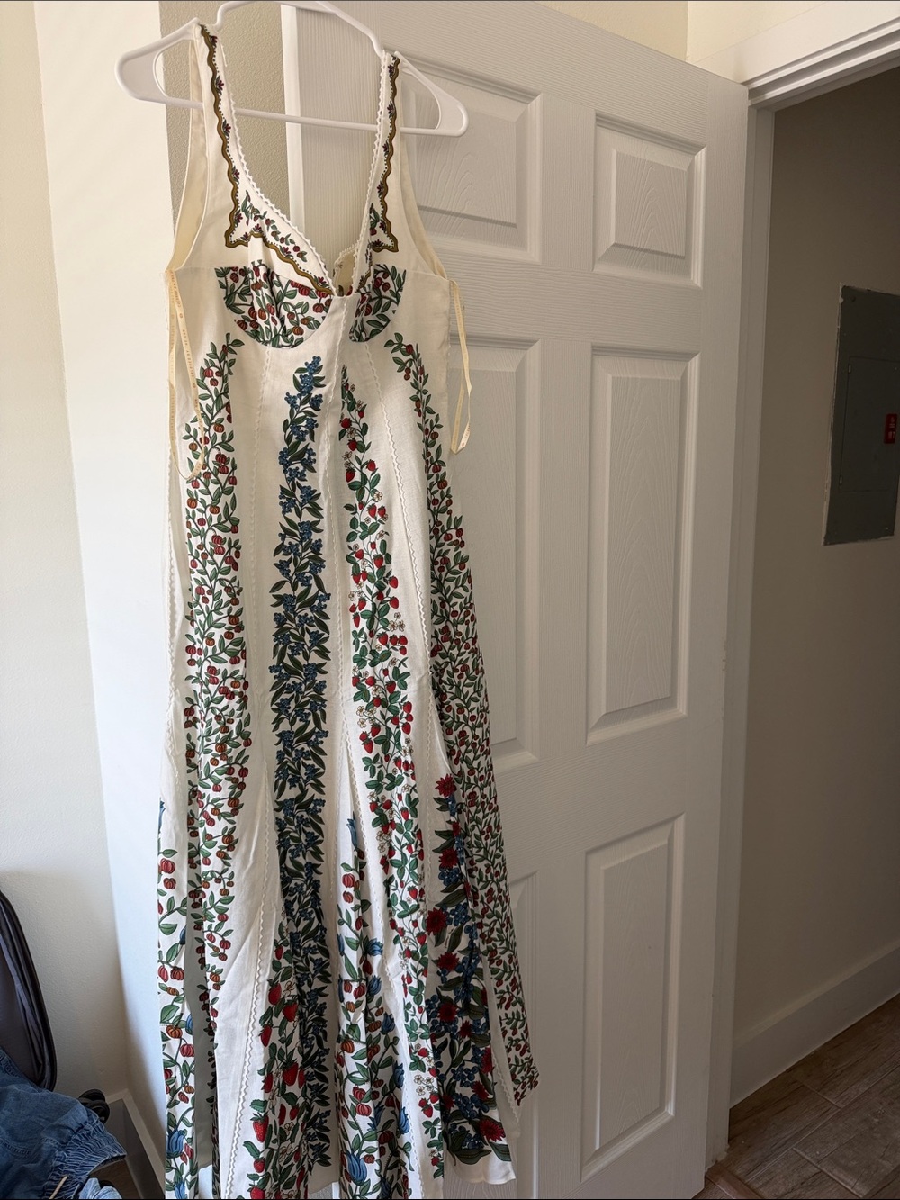 FARM Rio Cream Embroidered Floral Tank Dress with Red & Blue Accents - Picture 2 of 4